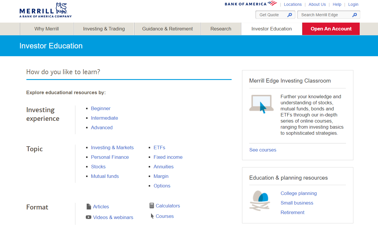 Merrill Edge Investor Education Research