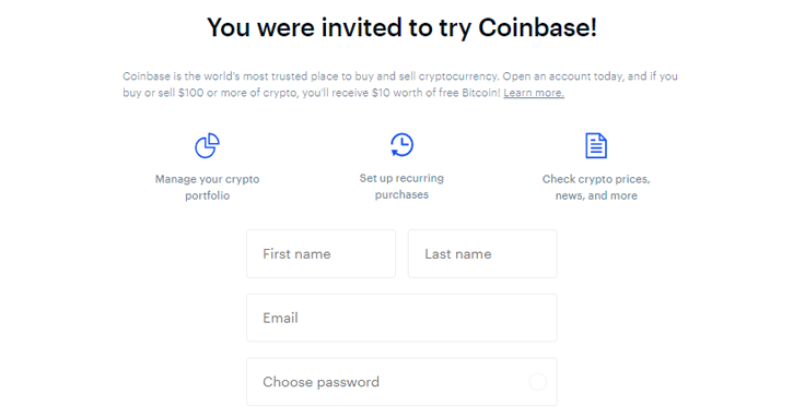 Sign up with A Coinbase Referral Link