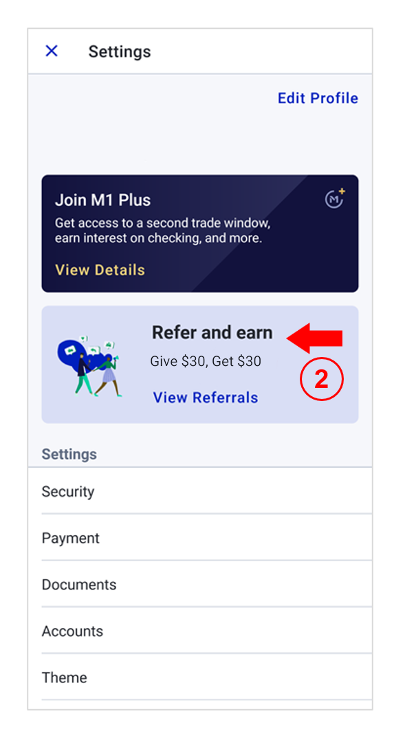 M1 Finance referral link mobile