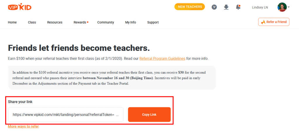 How to share your Vipkid Referral Code