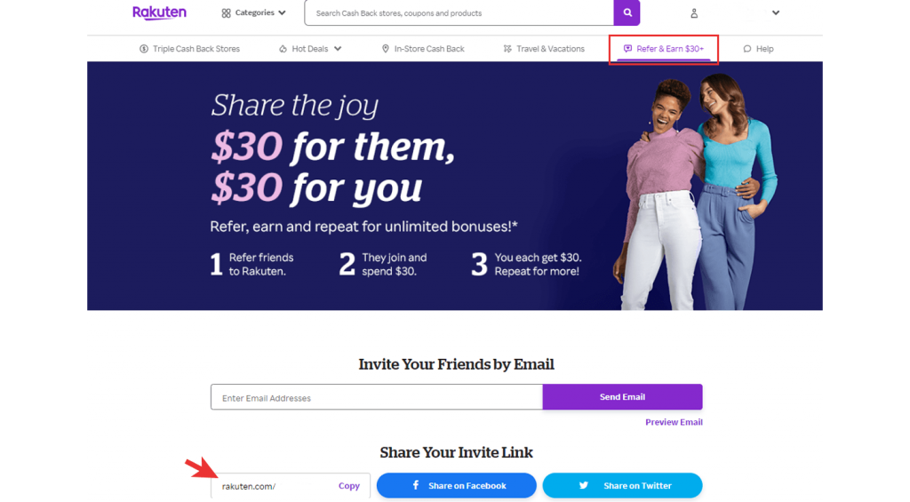 How to find your Rakuten referral link