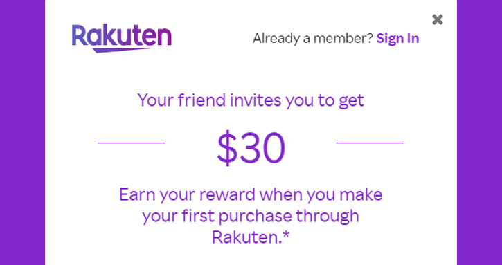 $30 Rakuten Referral Bonus