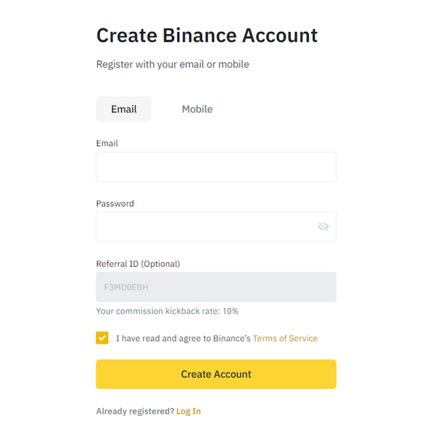 Find your Binance referral code