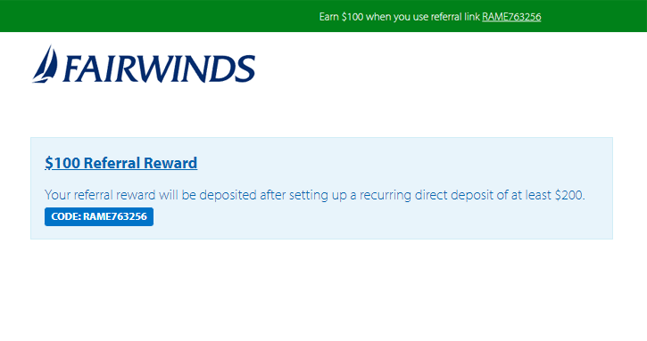 Earn S100 with Fairwinds referral