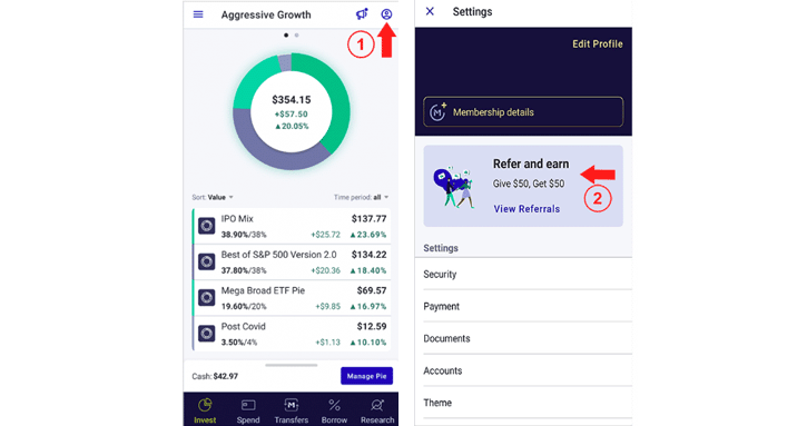 Where to find your M1 Finance referral link