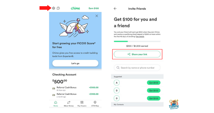 Where to find your Chime referral link