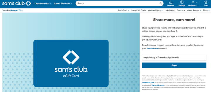 Sign up with a Sam's Club Referral Link