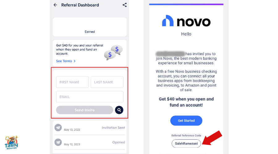 Where to find your Novo referral code