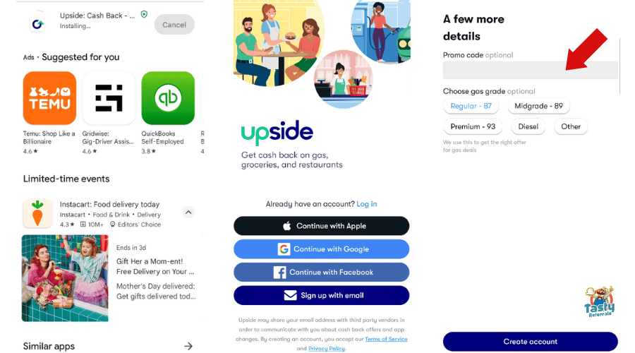 How to sign up with an Upside referral code