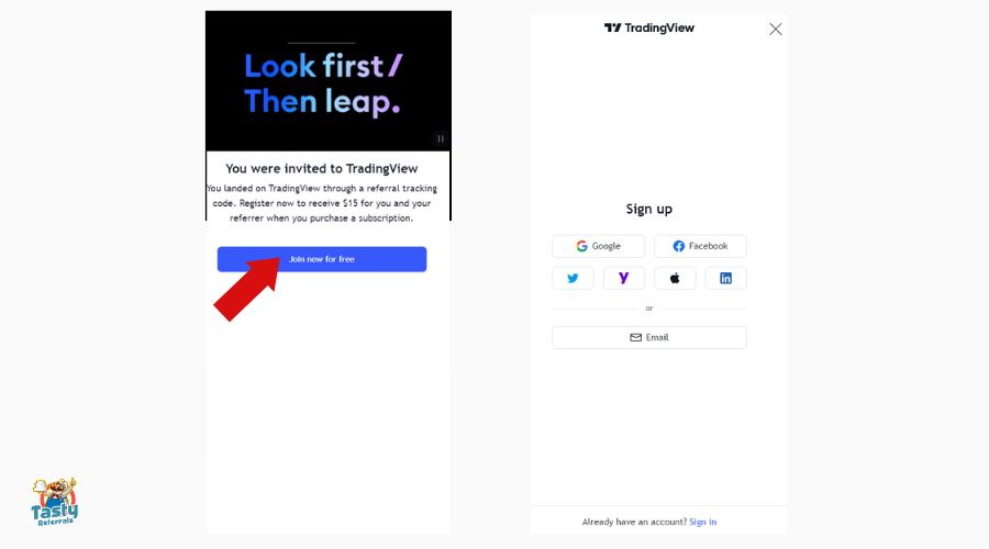 How to sign up with a TradingView referral link