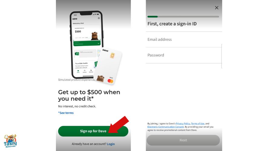 How to sign up with a Dave referral link