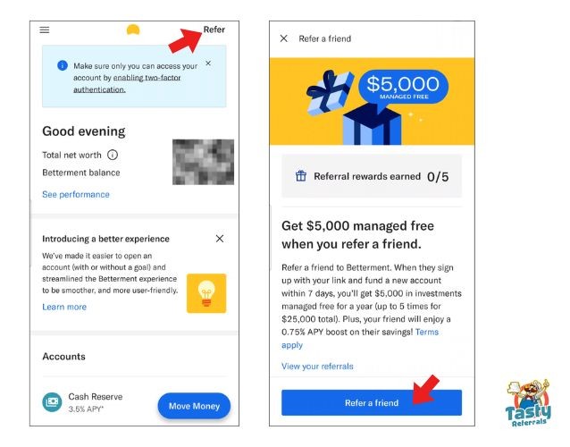 Where to find your Betterment referral link
