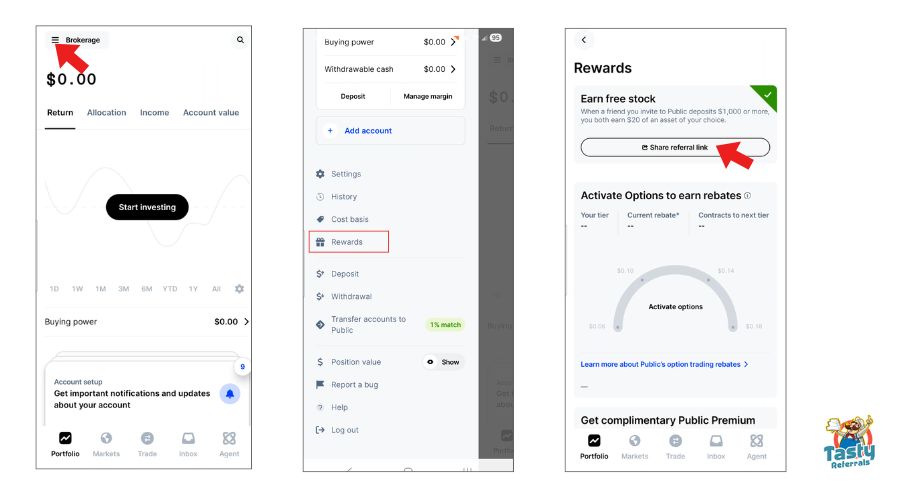 Where to find your Public referral link